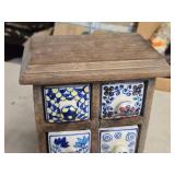 Apothecary Spice Cabinet by Pier 1 - Rustic Wood Frame with (6) Handpainted Ceramic Drawers