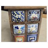 Apothecary Spice Cabinet by Pier 1 - Rustic Wood Frame with (6) Handpainted Ceramic Drawers