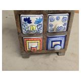 Apothecary Spice Cabinet by Pier 1 - Rustic Wood Frame with (6) Handpainted Ceramic Drawers