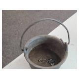 Vintage Cast Iron Cauldron / Smelting Pot with Handle and Spout 2 1/2" x 5"