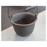 Vintage Cast Iron Cauldron / Smelting Pot with Handle and Spout 2 1/2" x 5"