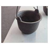 Vintage Cast Iron Cauldron / Smelting Pot with Handle and Spout 2 1/2" x 5"