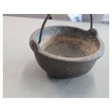 Vintage Cast Iron Cauldron / Smelting Pot with Handle and Spout 3 1/2" x 5"
