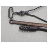 Lot of (3) Vintage Cast Iron Tools - Ice Tongs, Wood Cook Stove Lid Lifter, Shovel