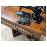 Singer Sewing Machine with Wood Flip-Top Cabinet 58" x 17" x 38"