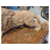 Lion Carrying Cub theme Goat Fur Décor 20" x 8"