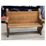Wooden Church Pew 55" x 22" x 38"