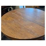 Vintage Clawfoot Wood Dining Table with (4) Wicker Seat Side Chairs