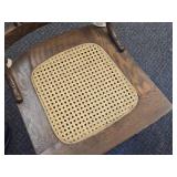 Vintage Clawfoot Wood Dining Table with (4) Wicker Seat Side Chairs