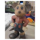 14 1/2" Mickey Mouse theme Hand-Carved Wood Statue