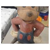 14 1/2" Mickey Mouse theme Hand-Carved Wood Statue