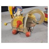 Vintage Wooden Pull Toy - Juggling Jumbo Elephant by Fisher-Price (1950