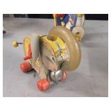 Vintage Wooden Pull Toy - Juggling Jumbo Elephant by Fisher-Price (1950