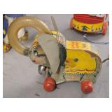 Vintage Wooden Pull Toy - Juggling Jumbo Elephant by Fisher-Price (1950