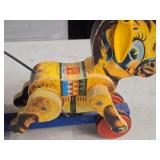 Vintage Wooden Pull Toy - Bucky Burro by Fisher-Price (1950