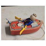 Vintage Wooden Pull Toy - Row Boat by Fisher-Price (1940