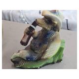 Vintage Texas Armadillo Mascot Drinking Lone Star Beer theme Chalkware Statue