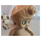 Vintage Kewpie Doll theme Carnival Chalkware Statue with (2) Tufts of Hair