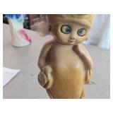 Vintage Kewpie Doll theme Carnival Chalkware Statue with (2) Tufts of Hair