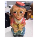 Vintage Organ Grinder Monkey Bank theme Carnival Chalkware Statue by Duquesne Statuary (1950