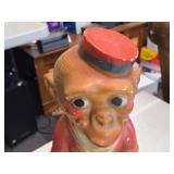 Vintage Organ Grinder Monkey Bank theme Carnival Chalkware Statue by Duquesne Statuary (1950
