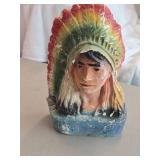 Vintage Mid 20th Century Native American Chief theme Carnival Chalkware Statue