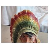 Vintage Mid 20th Century Native American Chief theme Carnival Chalkware Statue