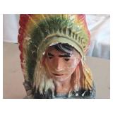 Vintage Mid 20th Century Native American Chief theme Carnival Chalkware Statue