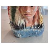 Vintage Mid 20th Century Native American Chief theme Carnival Chalkware Statue