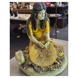 Vintage 17" Native American Woman theme Carnival Chalkware Figurine