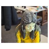 Vintage 17" Native American Woman theme Carnival Chalkware Figurine