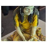 Vintage 17" Native American Woman theme Carnival Chalkware Figurine