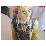 Vintage Native American Indian Chief Holding Peace Pipe theme Carnival Chalkware Figurine