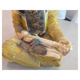 Vintage Native American Indian Chief Holding Peace Pipe theme Carnival Chalkware Figurine