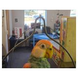 Vintage Parrot on a Branch theme Carnival Chalkware Figurine on a Bronze Colored Stand