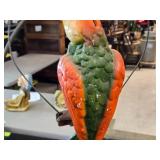 Vintage Parrot on a Branch theme Carnival Chalkware Figurine on a Bronze Colored Stand