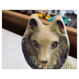 Vintage Collie Dog theme Carnival Chalkware Statue by Illinois Plastic Products Co (1950
