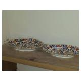 Lot of (2) Vintage Porcelain Oval Plates 13" x 8-1/2" and 11-1/2" x 7-1/2"