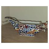 Vintage Porcelain Gravy Bowl by Royal Vienna RB Austria 8 1/2" x 3 1/2" x 3" with Matching Ladle