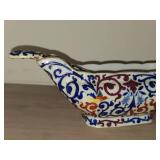 Vintage Porcelain Gravy Bowl by Royal Vienna RB Austria 8 1/2" x 3 1/2" x 3" with Matching Ladle
