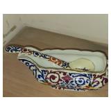 Vintage Porcelain Gravy Bowl by Royal Vienna RB Austria 8 1/2" x 3 1/2" x 3" with Matching Ladle