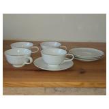 Set of (4) Tea Cups and (4) Saucers - Damask by Easterling (Bavaria Germany)