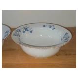 Lot of (2) 9-3/4" Porcelain Serving Bowls by Porsgrund (Norway) / Blue Floral Design with Brown Trim