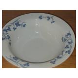 Lot of (2) 9-3/4" Porcelain Serving Bowls by Porsgrund (Norway) / Blue Floral Design with Brown Trim