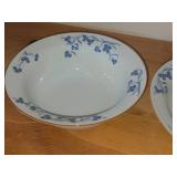 Lot of (2) 9-3/4" Porcelain Serving Bowls by Porsgrund (Norway) / Blue Floral Design with Brown Trim