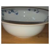 Lot of (2) 9-3/4" Porcelain Serving Bowls by Porsgrund (Norway) / Blue Floral Design with Brown Trim