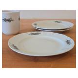 Porcelain Dishwares by Porsgrund (Bavaria Germany) - (3) 6-3/4" Salad Plates and (1) 3" Coffee Cup
