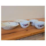 Lot of (5) Porcelain Bowls by Villeroy & Boch / Floral Design (on outside) / 3-1/2" x 3-3/4" (x3) and 8"D x 1.5" (x2)