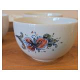 Lot of (5) Porcelain Bowls by Villeroy & Boch / Floral Design (on outside) / 3-1/2" x 3-3/4" (x3) and 8"D x 1.5" (x2)
