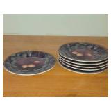 Lot of (6) 6 1/2" Ceramic Dessert / Salad Plates by Gien (France) / Cueillette pattern